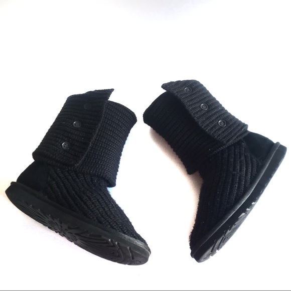 UGG Shoes - Ugg Classic Cardy Boot Black Knit Sweater 6